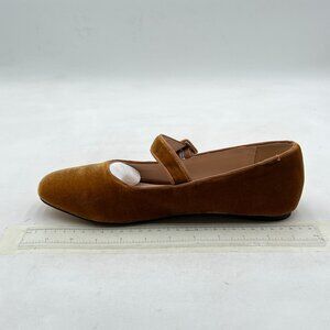 miss left Light Gold Comfort Buckle Strap Mary Janes Round Toe Ballet Flats